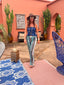 Pantalon de plage Cosmo bleu LARAETHNICS
