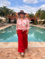 Pantalon large Emile rouge LARAETHNICS