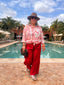 Pantalon large Emile rouge LARAETHNICS