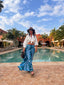 Pantalon Laguna turquoise LARAETHNICS