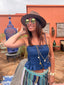 Crop top Nina bleu LARAETHNICS