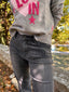 Jean Patty lurex RED BUTTON