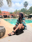 Poncho de plage bleu LARAETHNICS