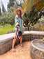 Poncho de plage bleu LARAETHNICS