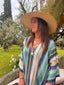 Poncho de plage bleu LARAETHNICS