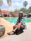 Poncho de plage bleu LARAETHNICS