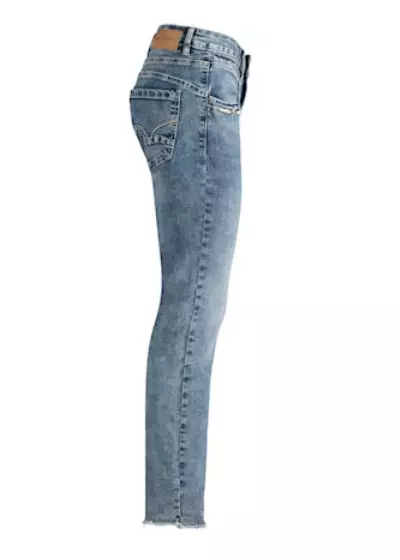 Bohosita : jeans coupe straight Sissy Red Button denim bleu