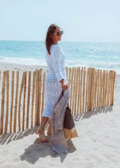 Bohosita : robe tendance bobochic Akkar Sand Coachella blanche crochet