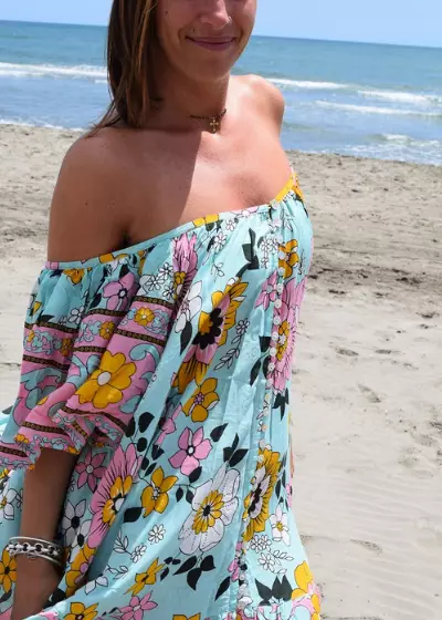 Bohosita : robe tendance bohème Minidress Sand Coachella fleurie imprimée