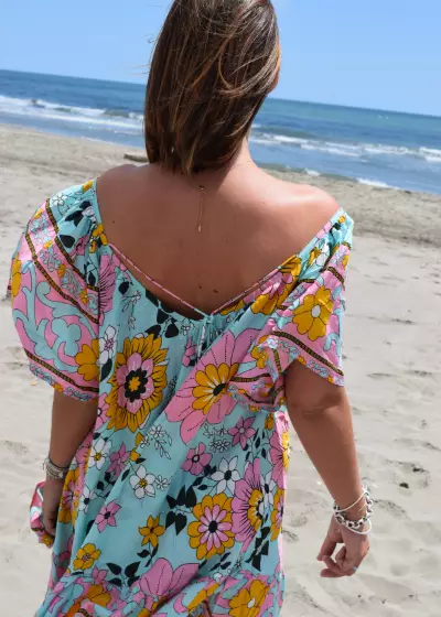 Bohosita : robe bobochic Minidress Sand Coachella fleurie imprimée