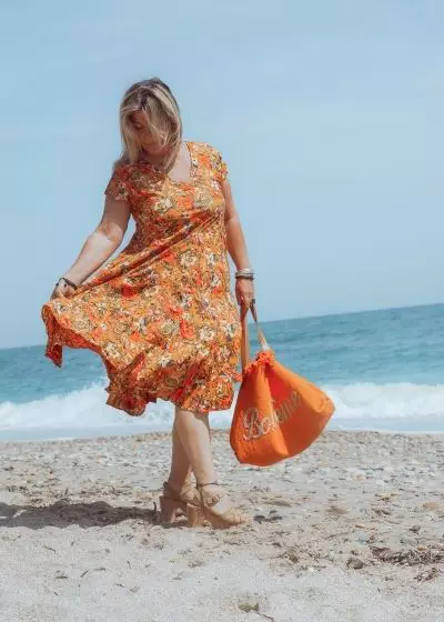 Bohosita : robe bobochic Jalan Dress Addict imprimée orange