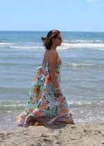Bohosita : robe tendance bohème Kriwil Sand Coachella fleurie bleue