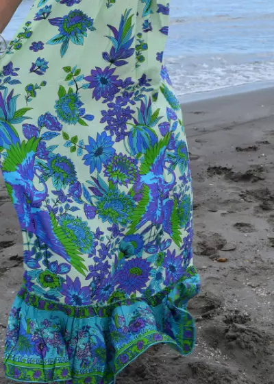 Bohosita : robe légère bohème Open Back Sand Coachella fleurie verte