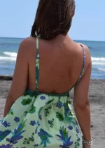 Bohosita : robe tendance bobochic V Back Sand Coachella fleurie verte