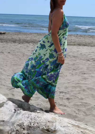 Bohosita : robe legère bobochic V Back Sand Coachella fleurie verte