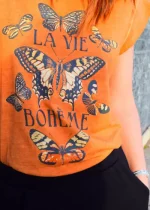 Bohosita : tee-shirt bohème Slika Cream imprimé orange