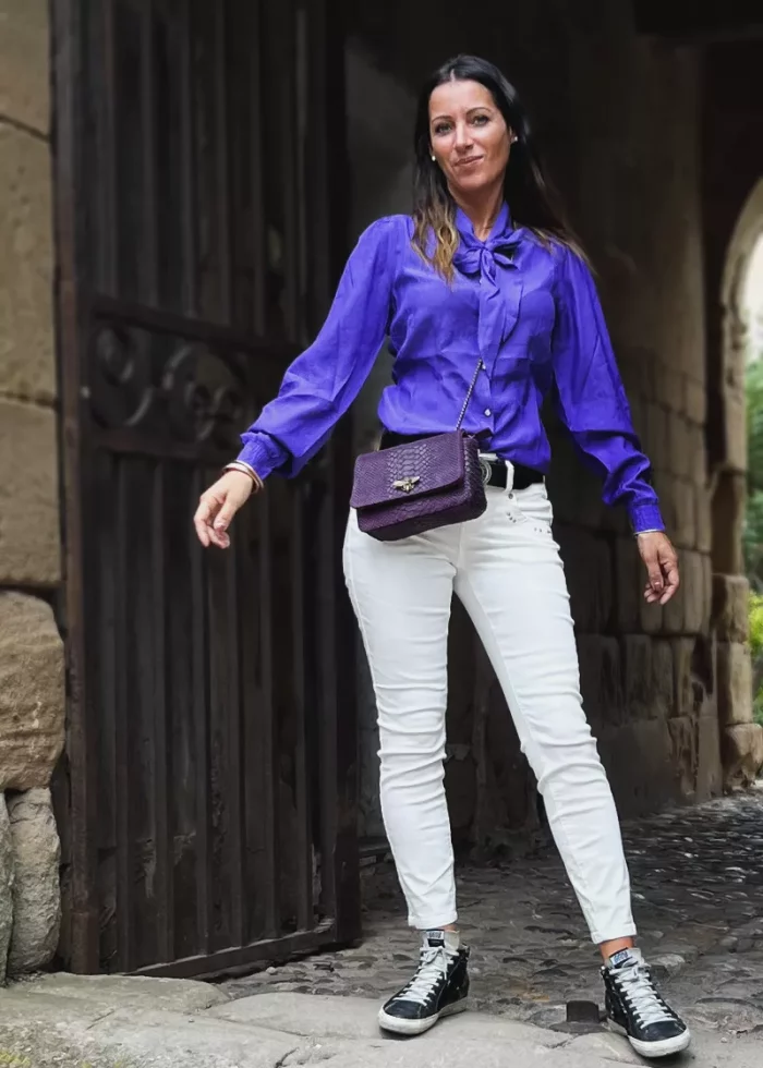 Bohosita : blouse tendance bohème Sansa Cream unie violette