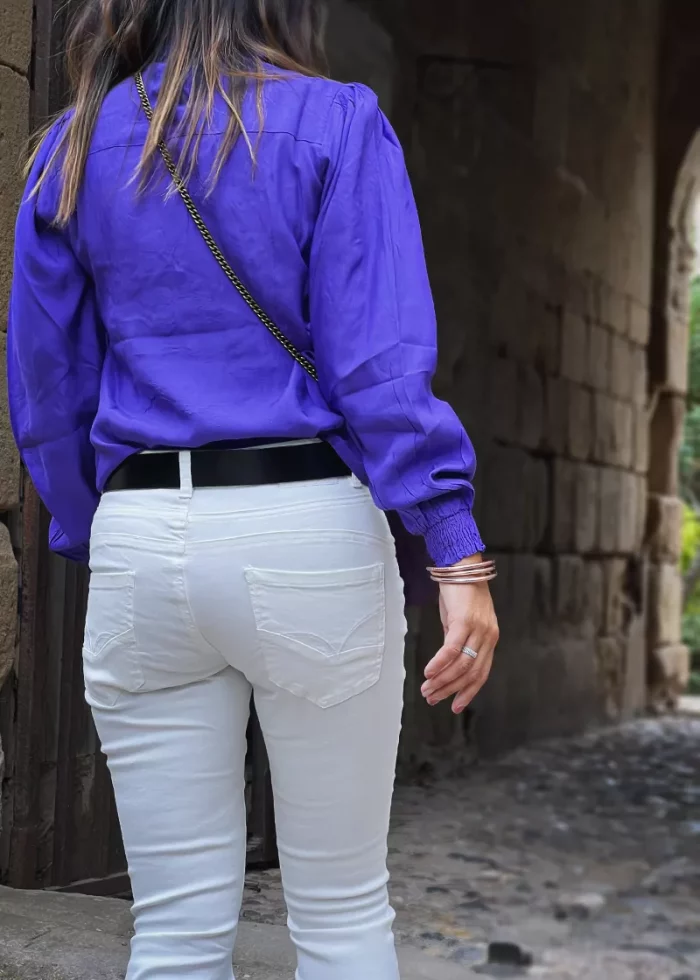 Bohosita : blouse tendance bohochic Sansa Cream unie violette