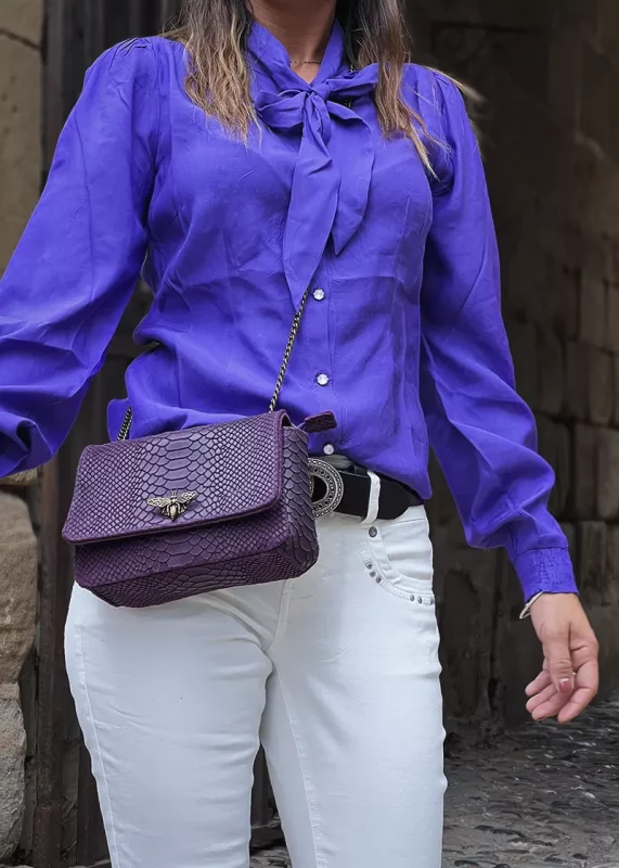 Bohosita : blouse inspiration bohème Sansa Cream unie violette
