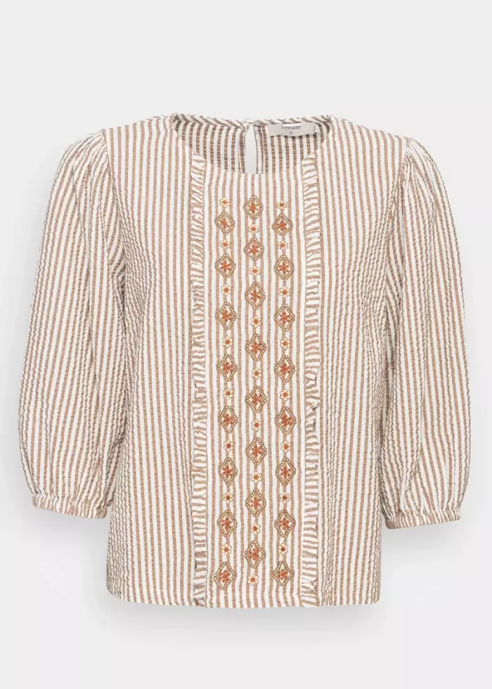 Bohosita : blouse Sheela Cream rayure tendance bohème