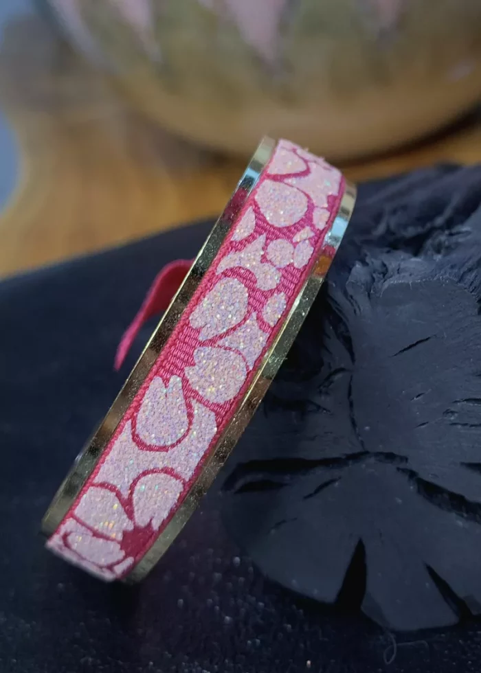 Bohosita : bracelet jonc unique femme rose bonbon 9mm Les Interchangeables